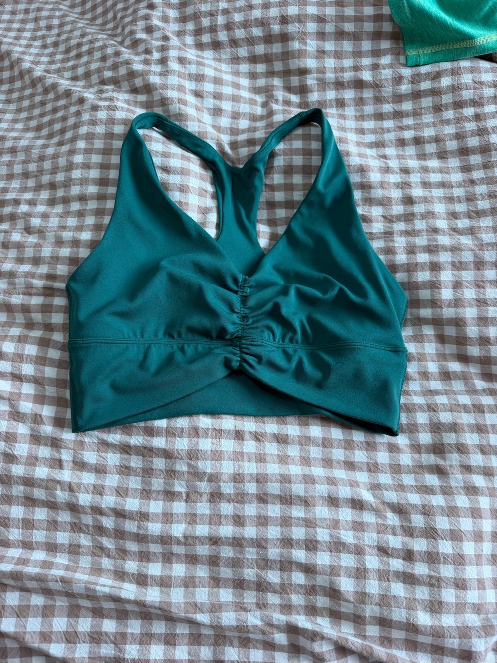 Paragon Teal Racerback Ruched Sports Bra